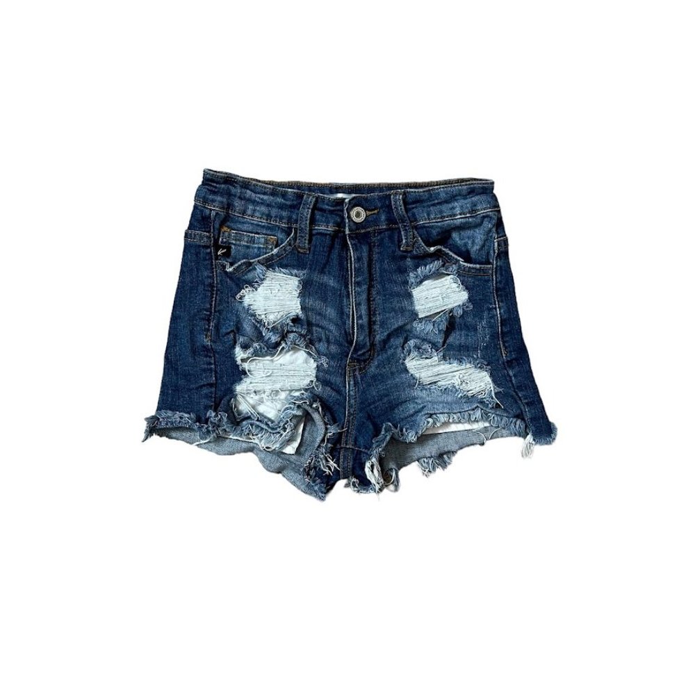 KanCan Distressed Dark Blue Denim Jean Shorts